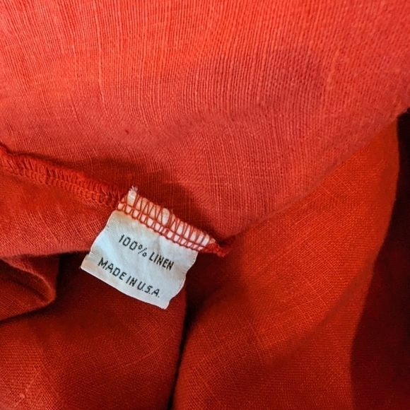 Bryn Walker asymmetrical red orange linen dress shark bite hem sz M - Picture 2 of 10